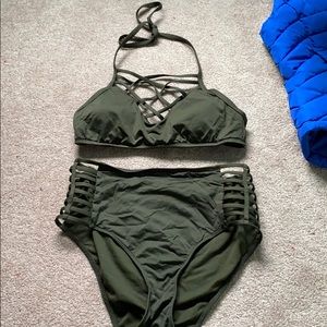Army green TARGET bikini, high waisted